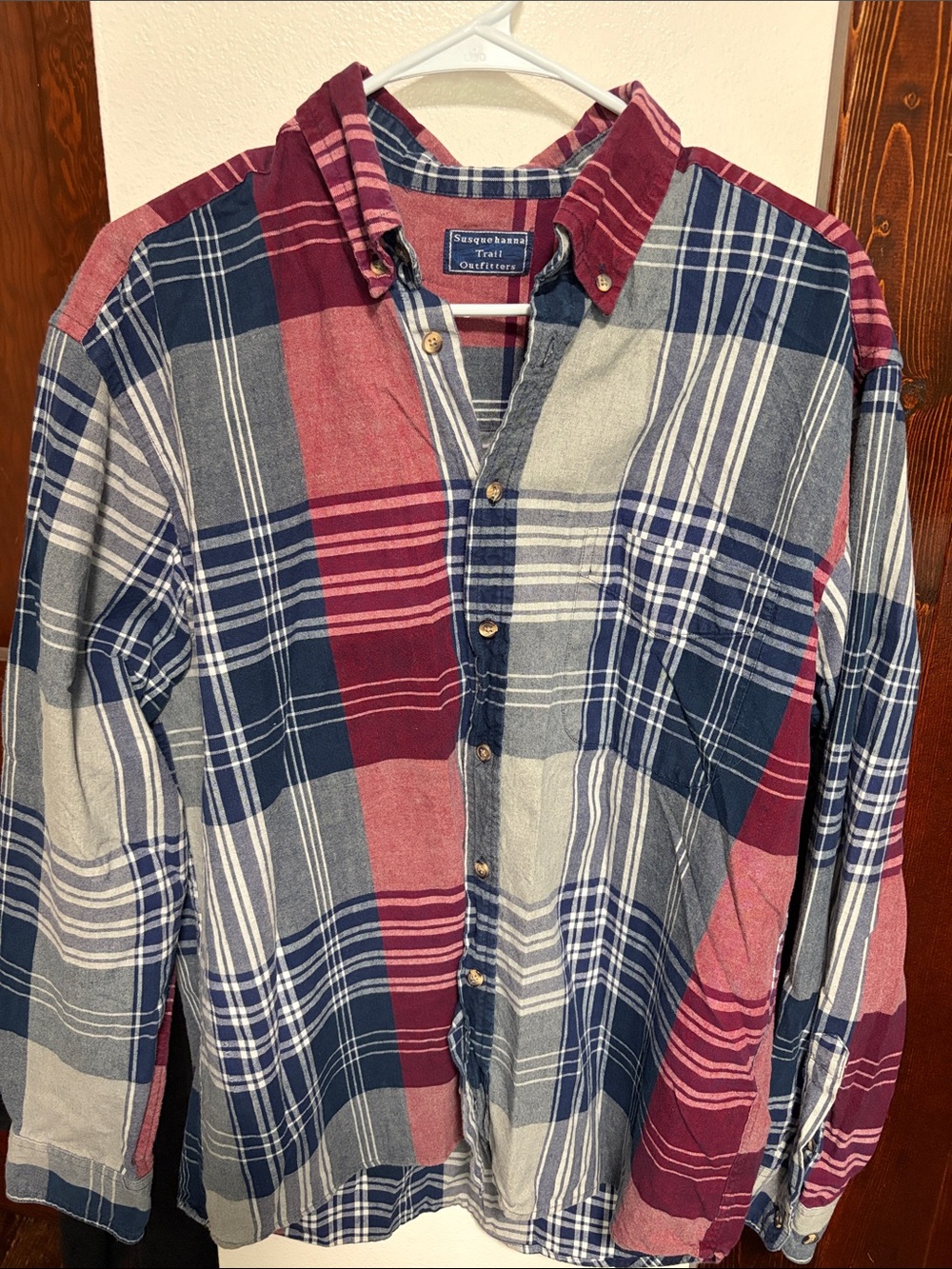 Trail Outfitters Plaid Button-Down Shirt in Navy & Maroon